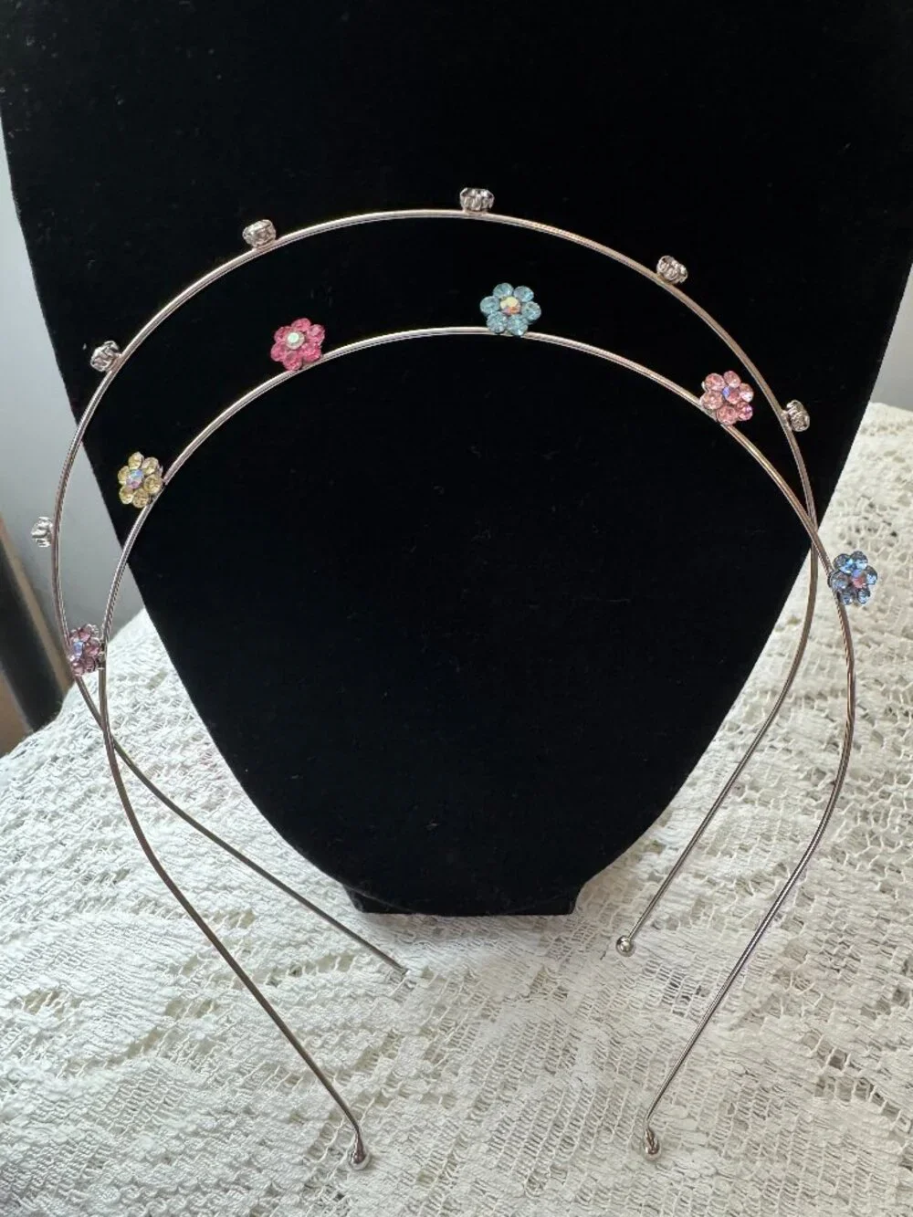 One Plain Rhinestone and One Flower Sparkle Rhinestone Little Girl's Headbands